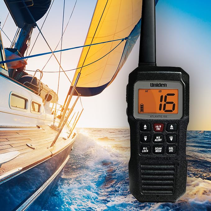 Uniden Atlantis 155 Handheld Marine Radio Waterproof VHF with NOAA Weather
