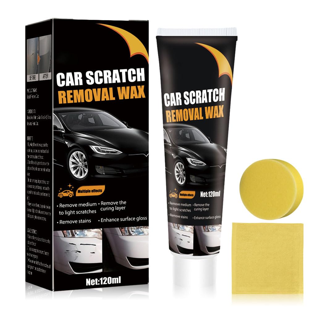 2026 New Car Scratch Removal Wax, Scratch Remover for Vehicles, Car Scratch Removal Polishing Wax Scratch Repair Paste Kit with Wipe and Sponge for Deep Scratches (1 Set)