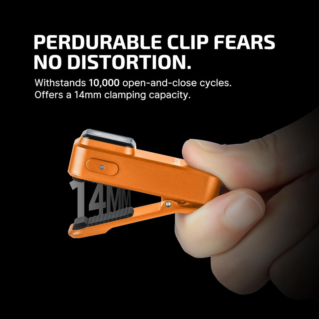 OLIGHT Oclip Rechargeable EDC Flashlight - 300 Lumens Compact Pocket Light | USB-C Charging & Magnetic Design (Orange)