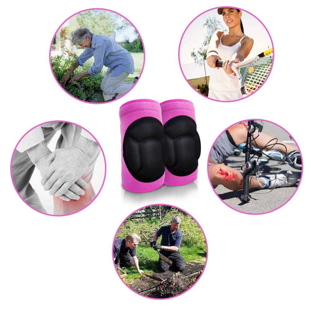 Skiennix Women’s Knee Pads - Soft Inner Liner & Adjustable Fit for Gardening & Cleaning - Pink, Large (1 Pair)