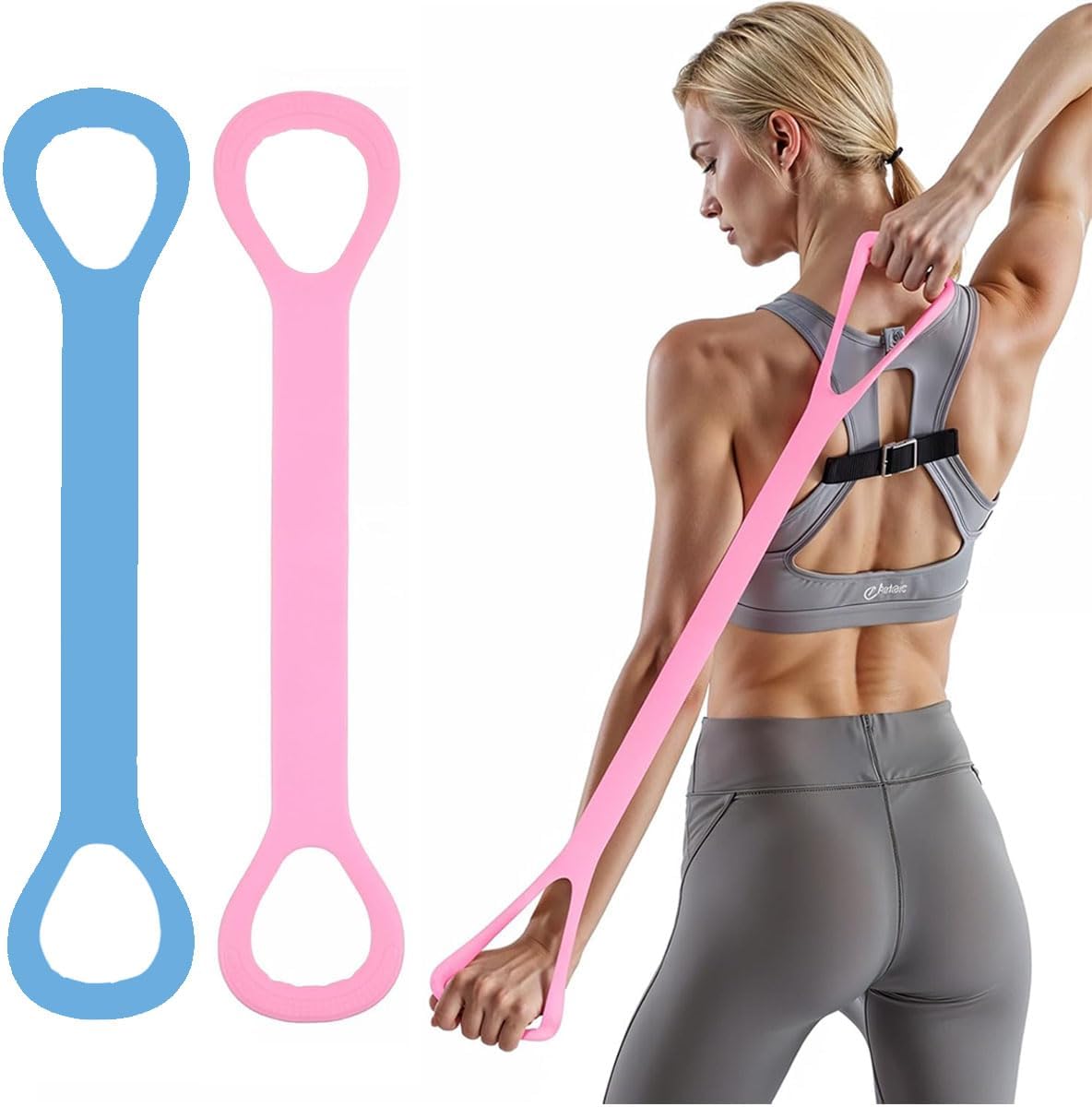 Skiennix Figure 8 Resistance Bands Set - Fitness Elastic Workout for Arms, Back & Chest | 2 Pcs