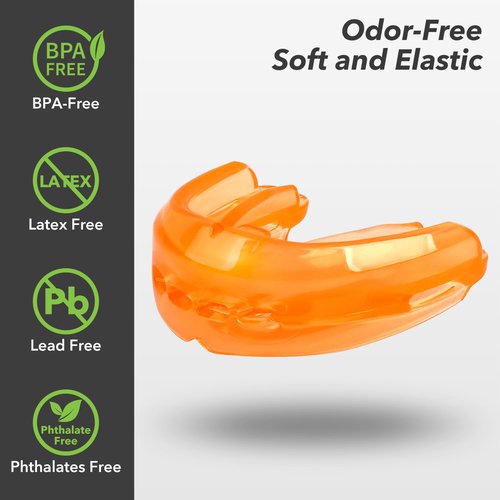 Sport Mouth Guard Youth Adult, Mouthguard for Braces Sparring Mouth Guard, Double Braces,Soft, No Boiling Required，Football, Taekwondo, Jujitsu and Karate