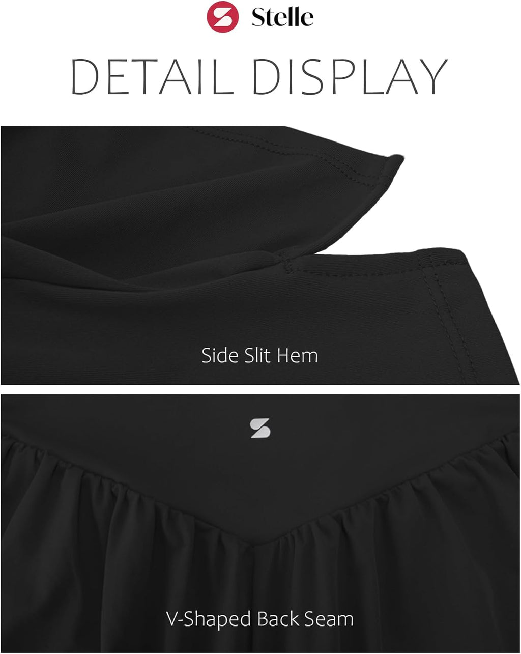 Stelle Women's 2-in-1 Running Shorts - High Waisted Athletic Gym Shorts with Liner Pockets
