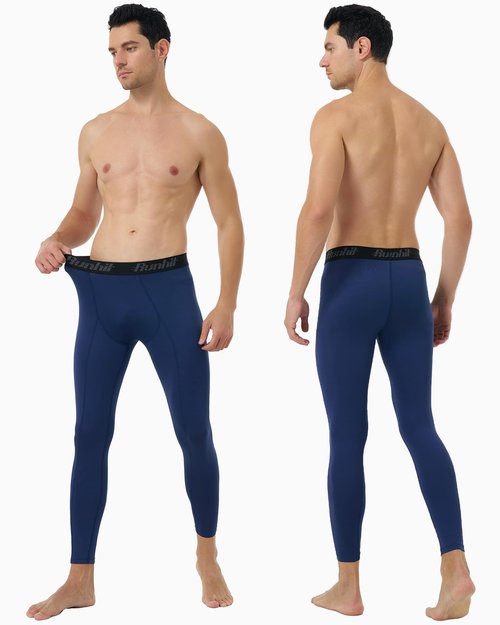 Runhit 3 Pack Compression Pants Men Running Tights Workout Leggings Athletic Base Layer Pants for Sports Basketball Black+Navy Blue+Gray M