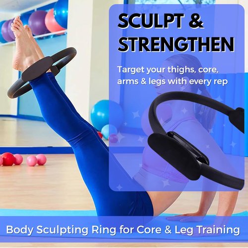 AFK DIRECT Pilates Ring for Women Premium Fitness Ring for Toning & Strength Pilates Equipment & Home Pilates Workout Kit Pilates Set for Full Body Sculpting Strong Black