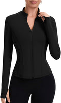 ZHENWEI Women's Workout Jacket - Lightweight Full Zip Cropped Athletic Top with Pockets