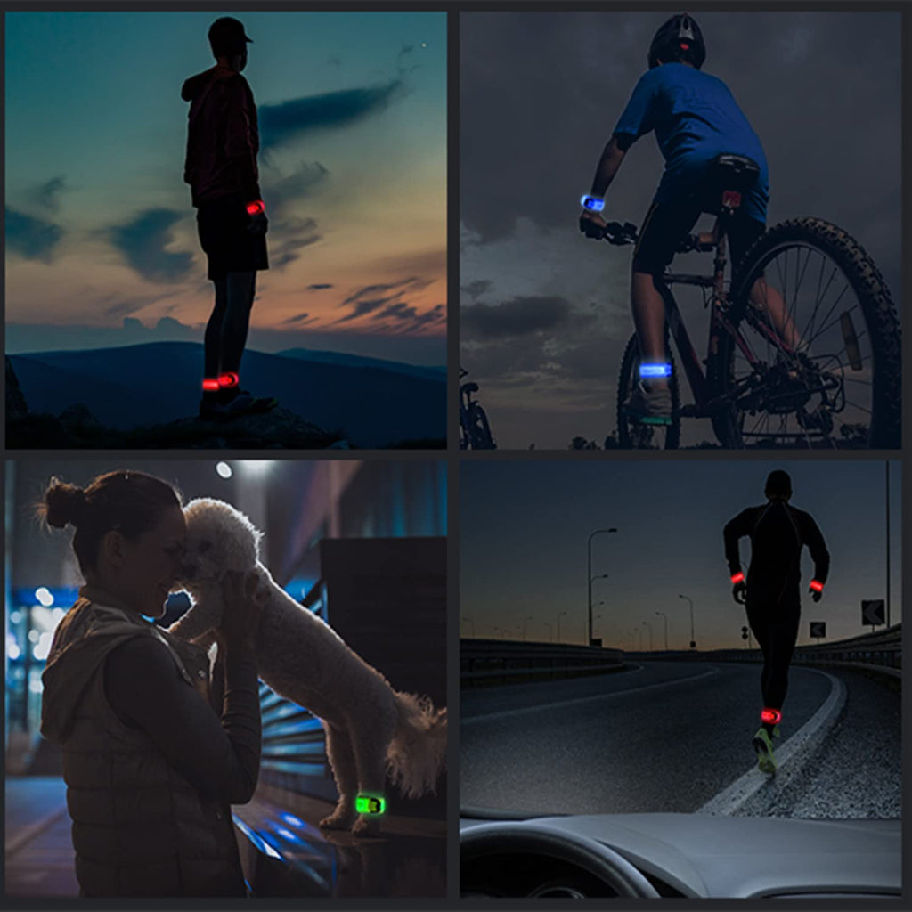 Simket Reflective LED Armband Rechargeable for Running(2 Pack), Running Lights for Runners, Running Lights, High Visibility Reflective Running Gear Adjustable Light Up Arm Bands for Men Women Kids