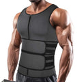 SHAPERIN Men Neoprene Sauna Zipper Waist Trimmer Vest Tank Top Trimmer Body Shaper with Two Adjustable Belts Large