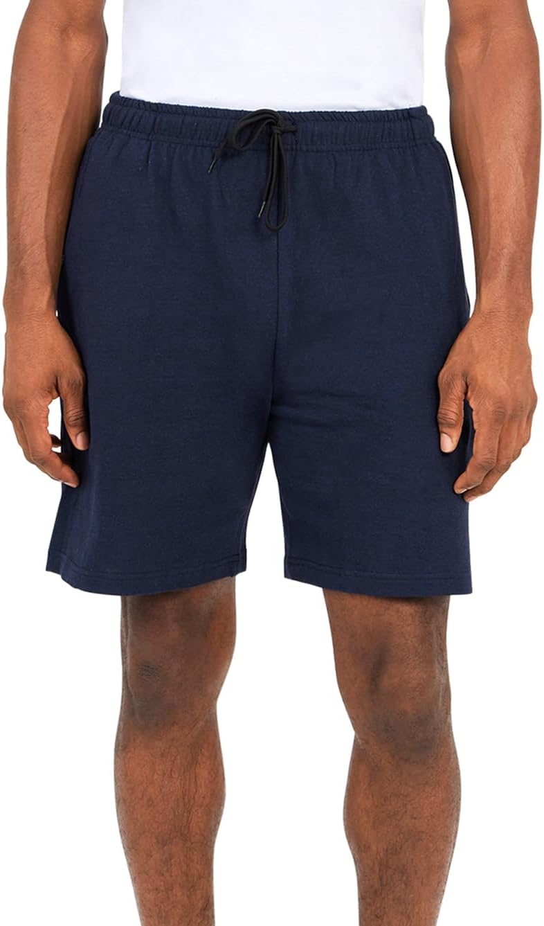 Andrew Scott Men's Cotton Knit Gym Shorts - Mid Weight Fleece Jogger with Drawstring & Pockets | Multi-Color Options