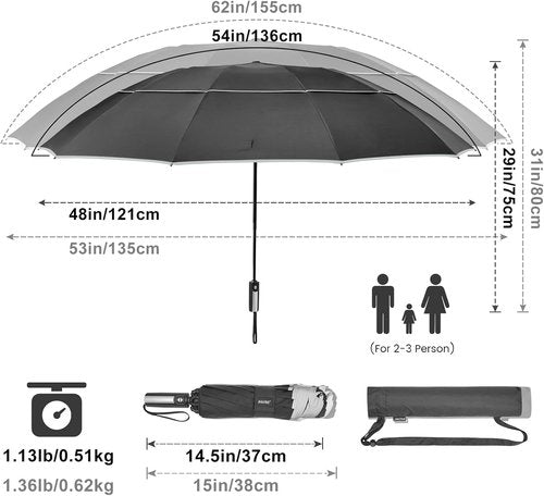G4Free Inverted Umbrella - Windproof & Compact Design with Reflective Stripe | 54/62 Inch Automatic Open/Close