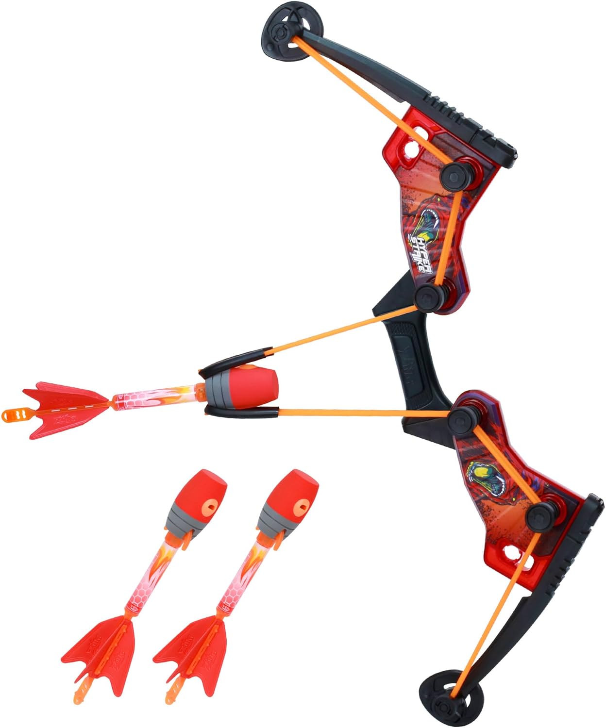 Zing HyperStrike FireTek Bow - Light Up Bow with Zonic Whistle Arrows - Shoots Over 200ft | Outdoor Fun for Ages 14+ (Red)
