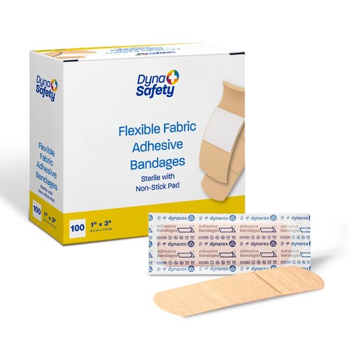 Dynarex Adhesive Fabric Bandage, 1 Inches X 3 Inches Sterile, 100 Count (Pack of 3)