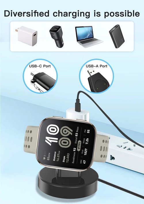 YAJOJO Portable 2-in-1 Magnetic Charger for Amazfit Bip 6/Amazfit Active 2 Square/Active 2 - Travel Separable Magnetic Charging Dock with USB Charger Cable