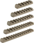 Aecktech Polymer Rail Sections - Lightweight 5-Slot, 7-Slot, 9-Slot, 11-Slot, 13-Slot with 10 Nuts & Wrench | 5 Pieces (Tan)