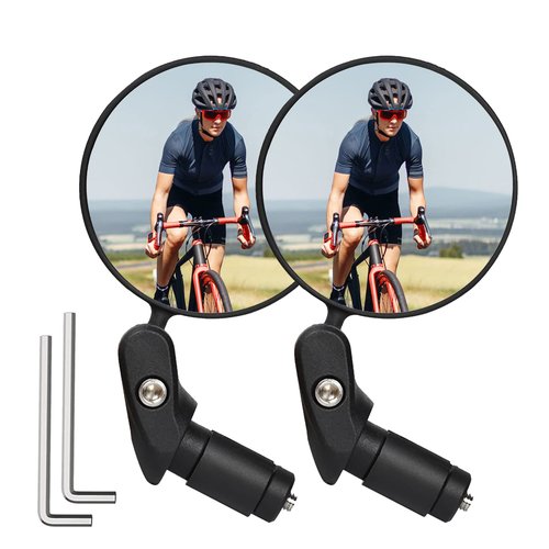 REMAROVE Bike Mirror Bicycle Rear View Mirror 2 PCS Adjustable Bike Bar End Mirror HD Wide Angle Convex Lens