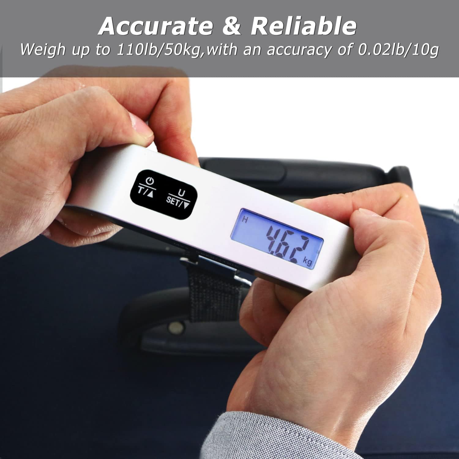 Travel Inspira Luggage Scale - Portable Digital Hanging Baggage Scale Up to 110 lbs | Battery Included