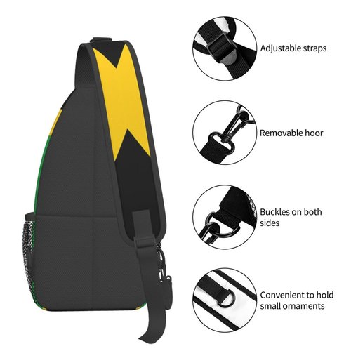 WENNGNGT Jamaica Flag Sling Bag For Women Men Jamaican Patriotic Crossbody Backpack Chest Daypack Adjustable Shoulder Bag For Hiking Travel