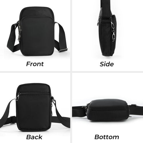 BROADREAM Small Sling Bag for Men, RFID Anti-Theft Crossbody Sling Bags with Zipper Lock for Women - Lightweight Waterproof Mini Chest Passport Backpacks for Travel Hiking (Black)
