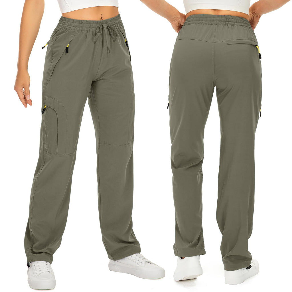 Toomett Women's Hiking Cargo Pants Quick Dry UPF50+ Outdoor Pants for Women Fishing Safari Travel Pants with Pockets,6608,Light Green,2XL