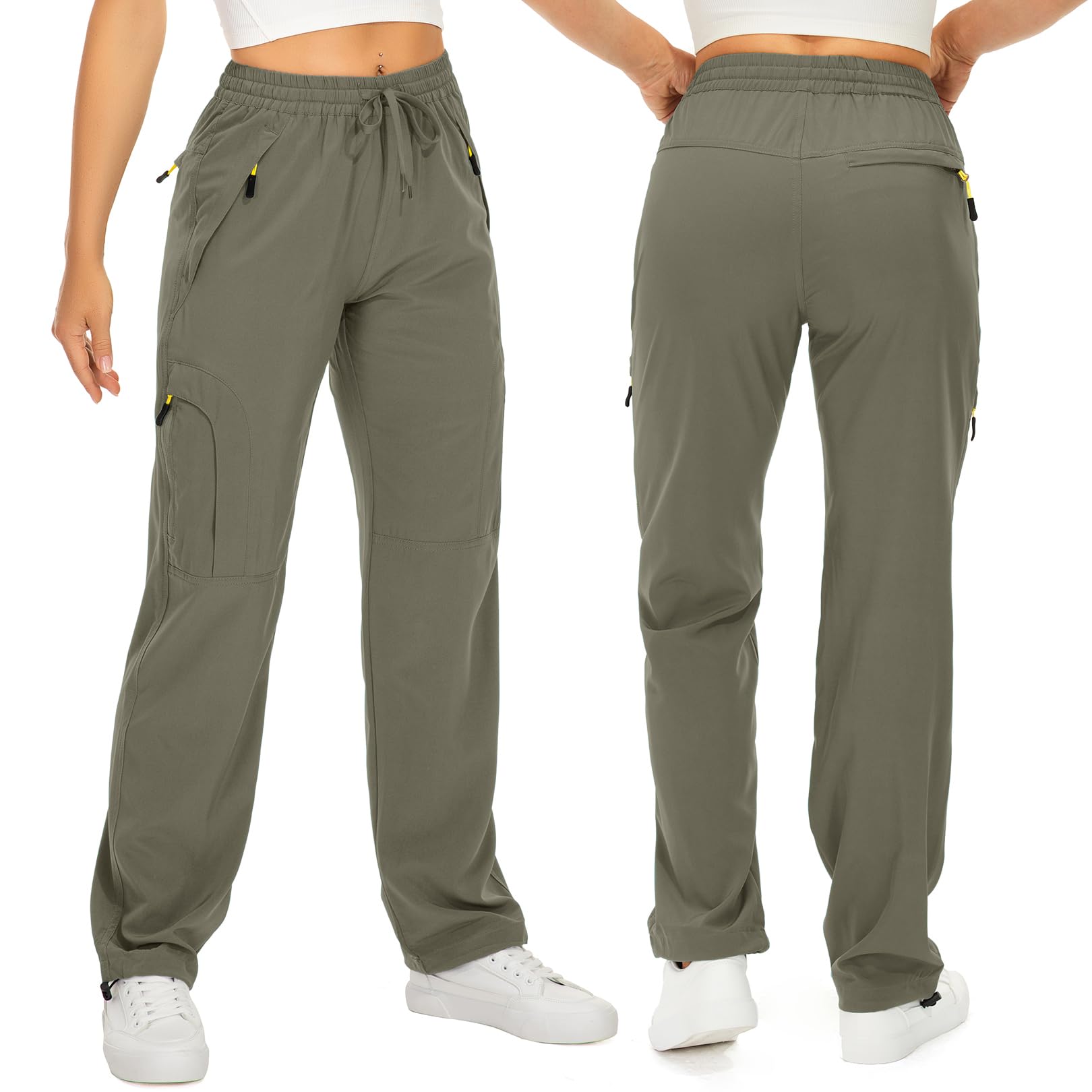 Toomett Women's Hiking Cargo Pants Quick Dry UPF50+ Outdoor Pants for Women Fishing Safari Travel Pants with Pockets,6608,Light Green,2XL