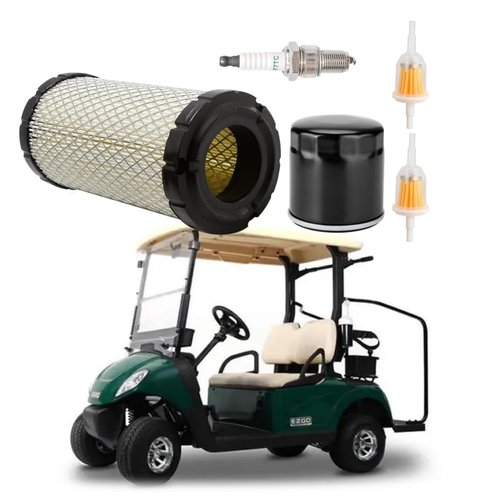 Air Filter 28463G01 Golf Cart Tune Up Kit for EZGO TXT RXV 2008 and up Gasoline Vehicles, for Kawasaki 4 Cycle Engines Parts, Oil Filter 607454 with 2Pcs Fuel Filter 72084G01 and Spark Plugs 607462
