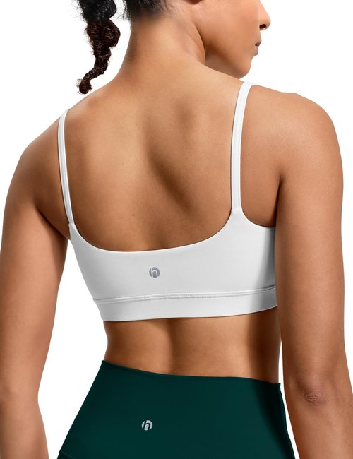 HeyNuts Women's Scoop Neck Sports Bra - Padded Camisole with Thin Straps for Yoga | A-C Cups