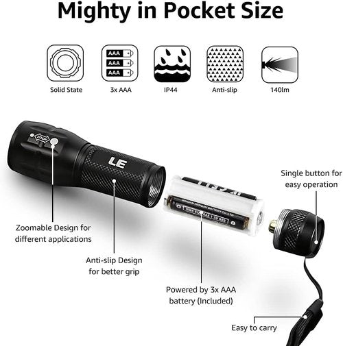 Lighting EVER LED Flashlight - Bright & Durable | Pack of 48 AAA Batteries Included