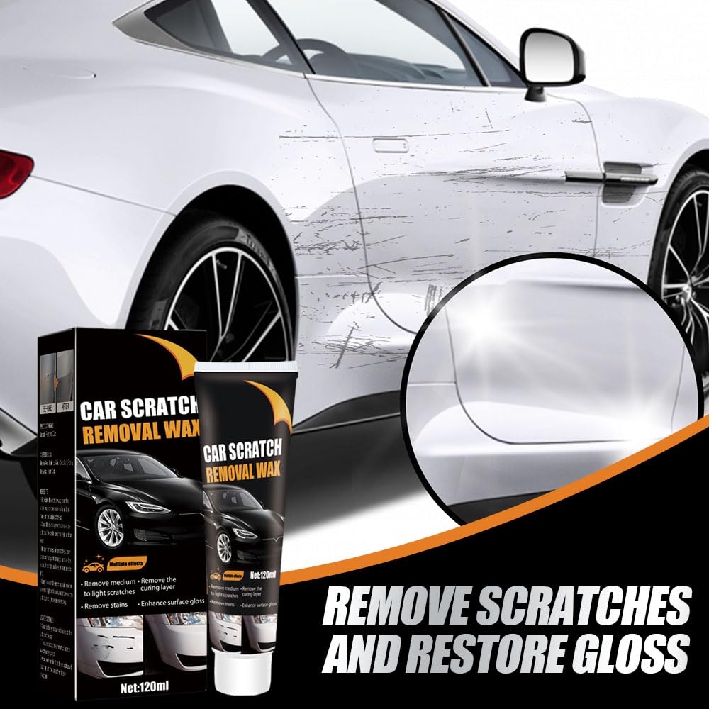 2026 New Car Scratch Removal Wax, Scratch Remover for Vehicles, Car Scratch Removal Polishing Wax Scratch Repair Paste Kit with Wipe and Sponge for Deep Scratches (1 Set)