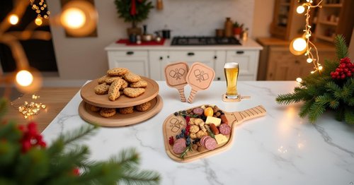 3pcs, Set of Pickleball Charcuterie & Cutting Board with 2 Drink Coasters - Funny Pickleball Christmas - Gifts for Women & Men, Unique Pickle ball Gift Ideas, Stocking Stuffers for Players & Lovers,