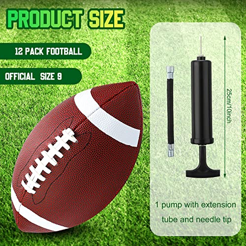 Jerify Size 9 Brown White Composite Leather Footballs 12 Pack with Pump