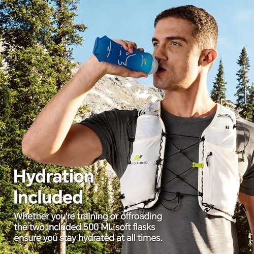 N NEVO RHINO White Medium Hydration Running Vest with 2 TPU 500ml Soft Flasks