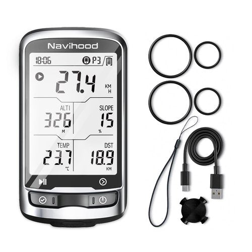 Navihood L4 Entry Level GPS Bike Computer Wireless, Laminated 2.3" Screen, Ultra Thin and Lightweight Bike Speedometer, IPX7 Waterproof, Bluetooth ANT+ Cycling Computer