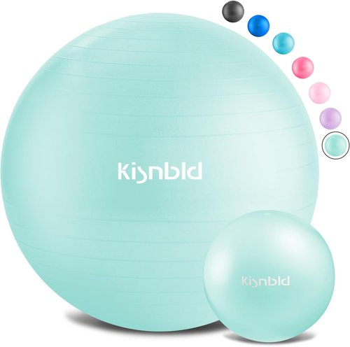 Kisnbld Exercise Ball - Extra Thick Anti-Burst Yoga Ball for Stability | 4 Sizes with Foot Pump