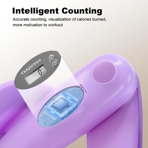 Pelvic Floor Exerciser with Digital Counter Display, Inner Thigh Exerciser for Women, Home Fitness Equipment for Hip/Leg/Butt, Purple