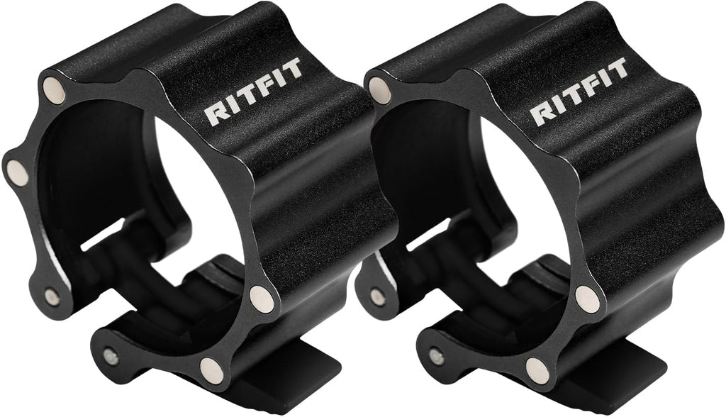 RitFit Barbell Collars - Heavy Duty Magnetic Locking Clamps with Quick Release & Non-Slip Pads (Pair)