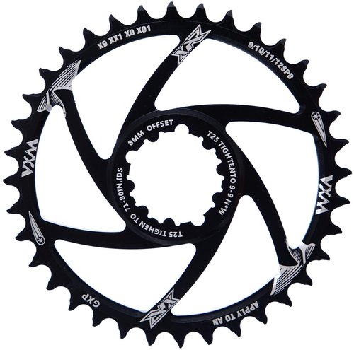 YBEKI Narrow-Wide Chainring 30T-38T - CNC 7075-T6 Aluminum MTB Chainwheel for SRAM GXP/XX1/X01 (3mm/6mm Offset) | Eagle Tooth Design | Ultra-Light 60-80g | Hard Anodized Black