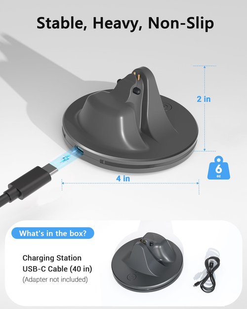 Charging Station for Meta Ray-Ban Glasses, Charging Stand Compatible with Wayfarer, Skyler, Headliner & Oakley Meta HSTN, with 7-Color RGB Light and USB-C Cable, Space Gray