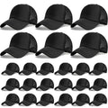 24 Pcs Batch Trucker Hats Bulk Beach Hats for Men Mesh Back Ball Cap Rugged Classic Baseball Trucker Cap for Men and Women (US, Alpha, One Size, Black 24 Pack)