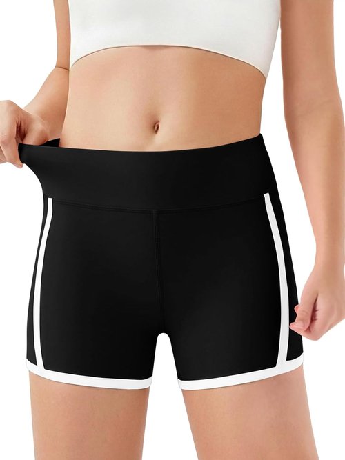 Haloumoning Girls Athletic Shorts - High-Waisted Spandex Biker Shorts for Dance & Volleyball | Ages 5-14