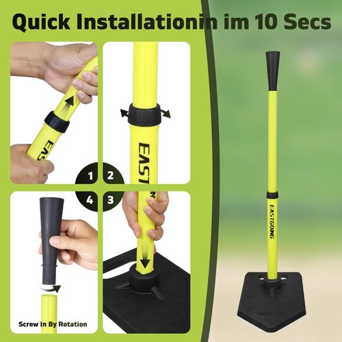 Eastgoing Baseball Tee - Adjustable 19"-32" Height Telescopic Rubber Batting Tee for Kids