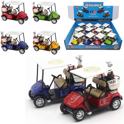 Mini Golf Carts by [Brand Name] - 4" Diecast Alloy Metal Pullback Action | Box of 12 Scale Model Toys