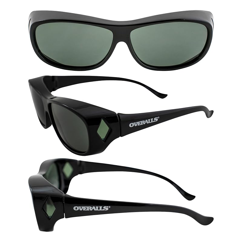 Overalls Wraparound Sunglasses with Polarized UV Protection for Prescription Wearers