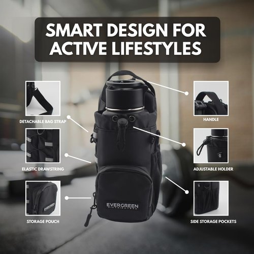 EVERGREEN DISTRIBUTERS Magnetic Gym Bags for Men and Women - Crossbody Water Bottle Carrier Bag with Phone Pocket - Small Gym Bag Perfect for Organizing Gym Accessories