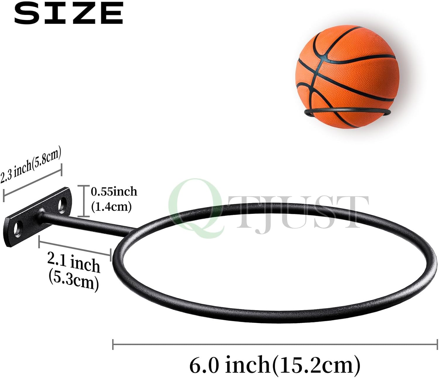 Skiennix Mounted Ball Wall Storage Rack - Universal Metal Holder for Basketball, Football, Volleyball, Soccer - Black