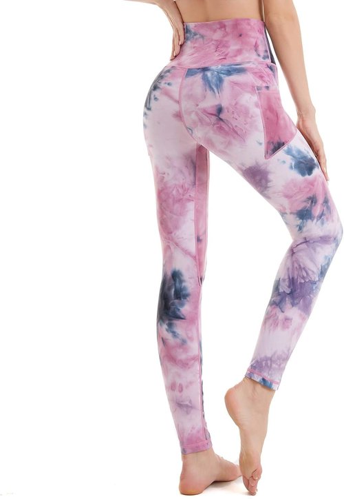 Devirld Women's High-Waisted Yoga Leggings - Tummy Control with Pockets for Gym Workouts