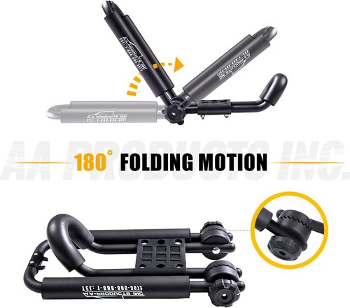 AA-Racks 2 Pair J-Bar Rack Roof Top Mount with 16 Ft Ratchet Lashing Straps, Folding Carrier for Your Canoe, SUP and Kayaks on SUV Car Truck