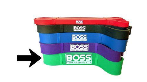 BOSS FITNESS PRODUCTS - Assisted Pull Up Bands - Power Lifting Bands - Resistance Loop Bands - Stretching Bands - 41" Inches (Green Band)