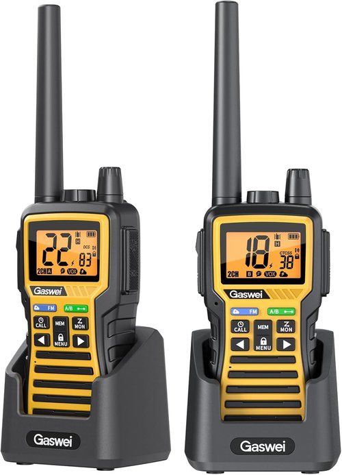 Gaswei GU1 Long Range Walkie Talkies - 2 Way Radio with 60 Channels, NOAA Alert & SOS | Yellow