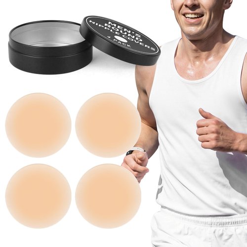 Funnysoft 4 Pcs 4/12 Pcs Nipple Covers Men Reusable Silicone, No Show Anti-Chafe Sweat-Resistant Sport Men Nipple Shield for Runner Gym