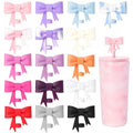 16 Pcs 8mm Cute Bow Straw Covers Cap Toppers Lids Compatible with Stanley Tumbler Cups,Reusable Cute Silicone StrawTips Protectors for Reusable DrinkingStraw,StrawAccessories